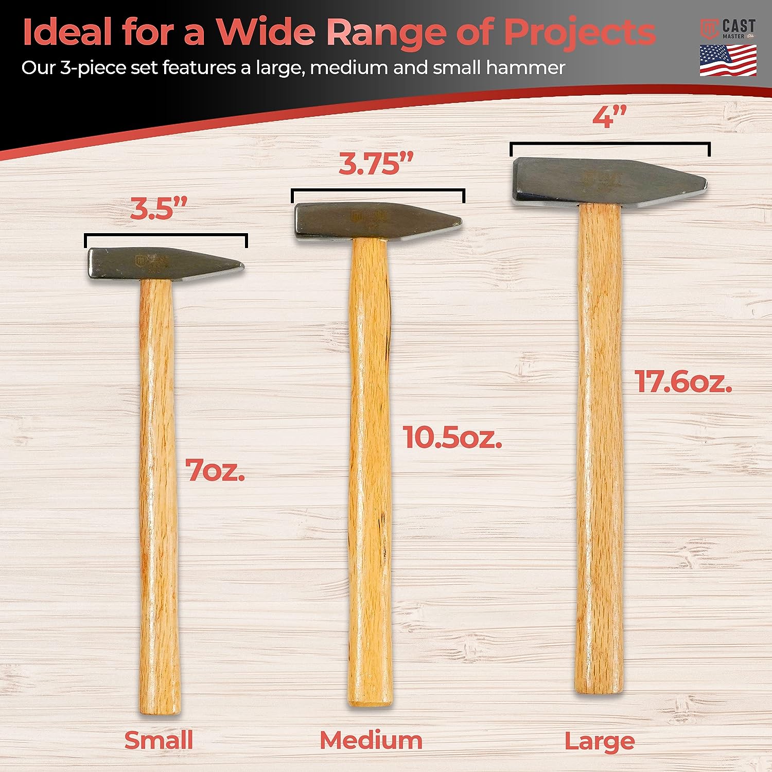 Blacksmith Hammer Set - 3 Sizes – CastMasterEliteShop