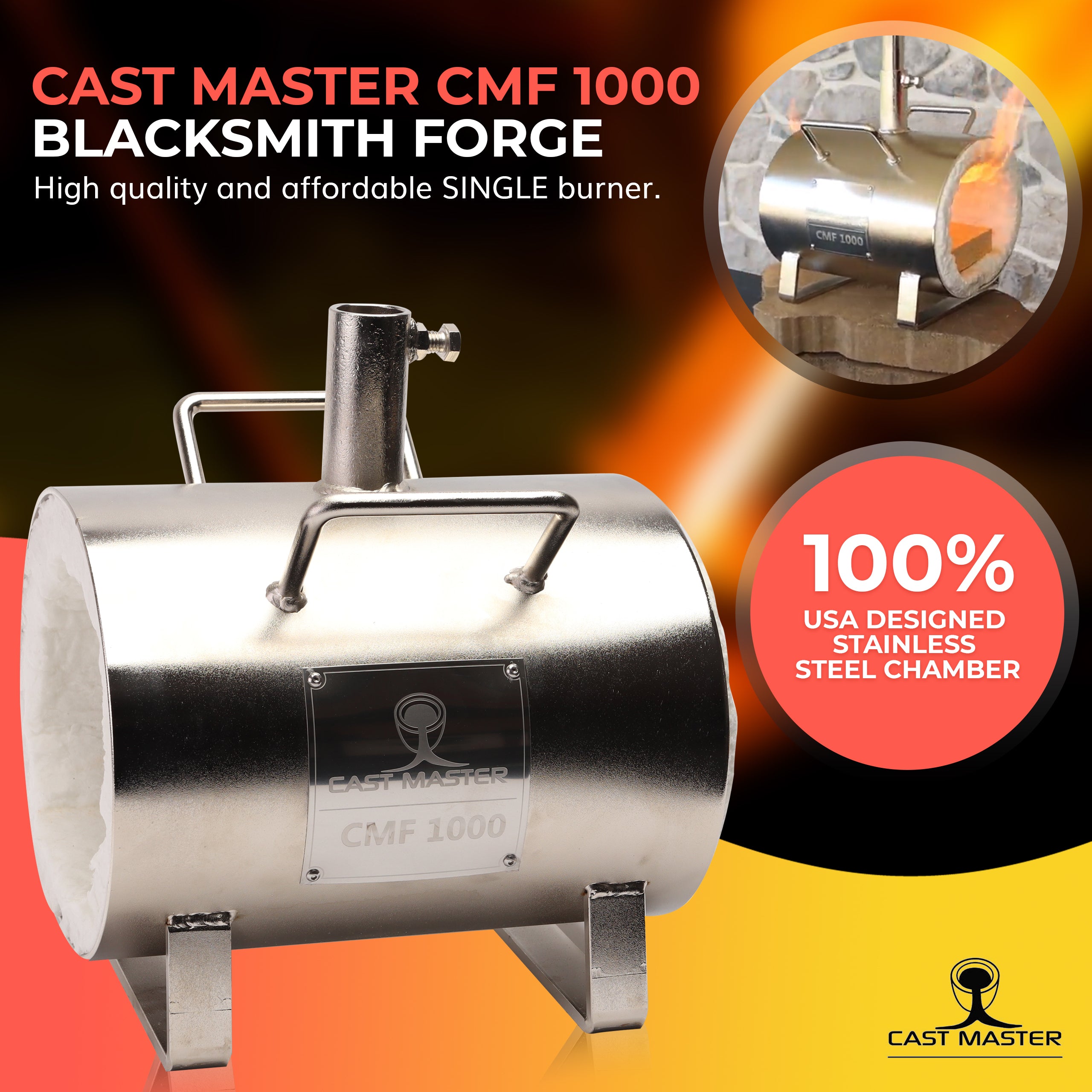 CMF 1000 Single Burner Propane Forge for Blacksmith Jewelry