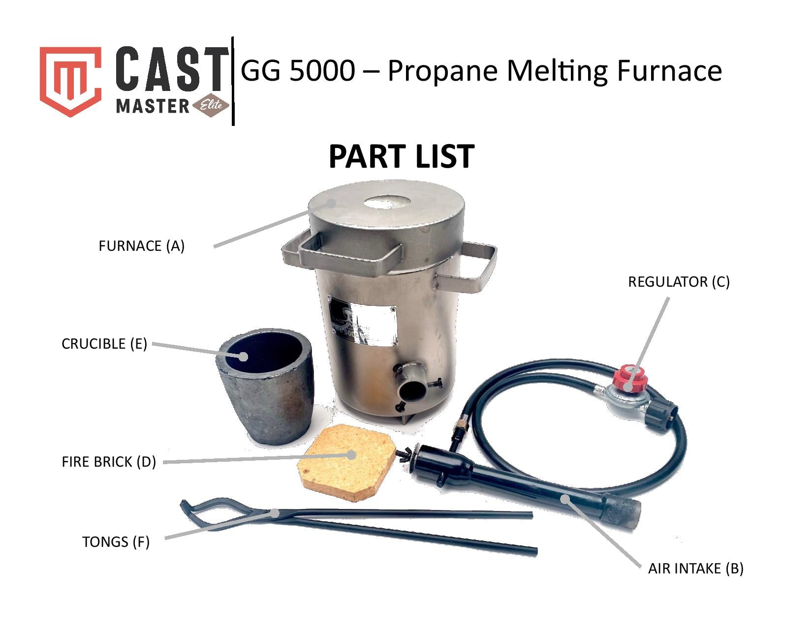 GG-5000 5KG SS Propane Melting Furnace Kit